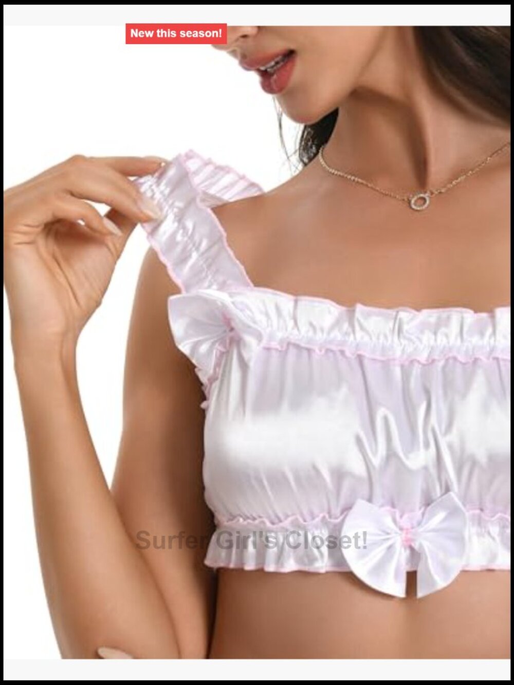Silky Satin Lingerie Bralette - Ruffled Frilly Fitted - Picture 5 of 7